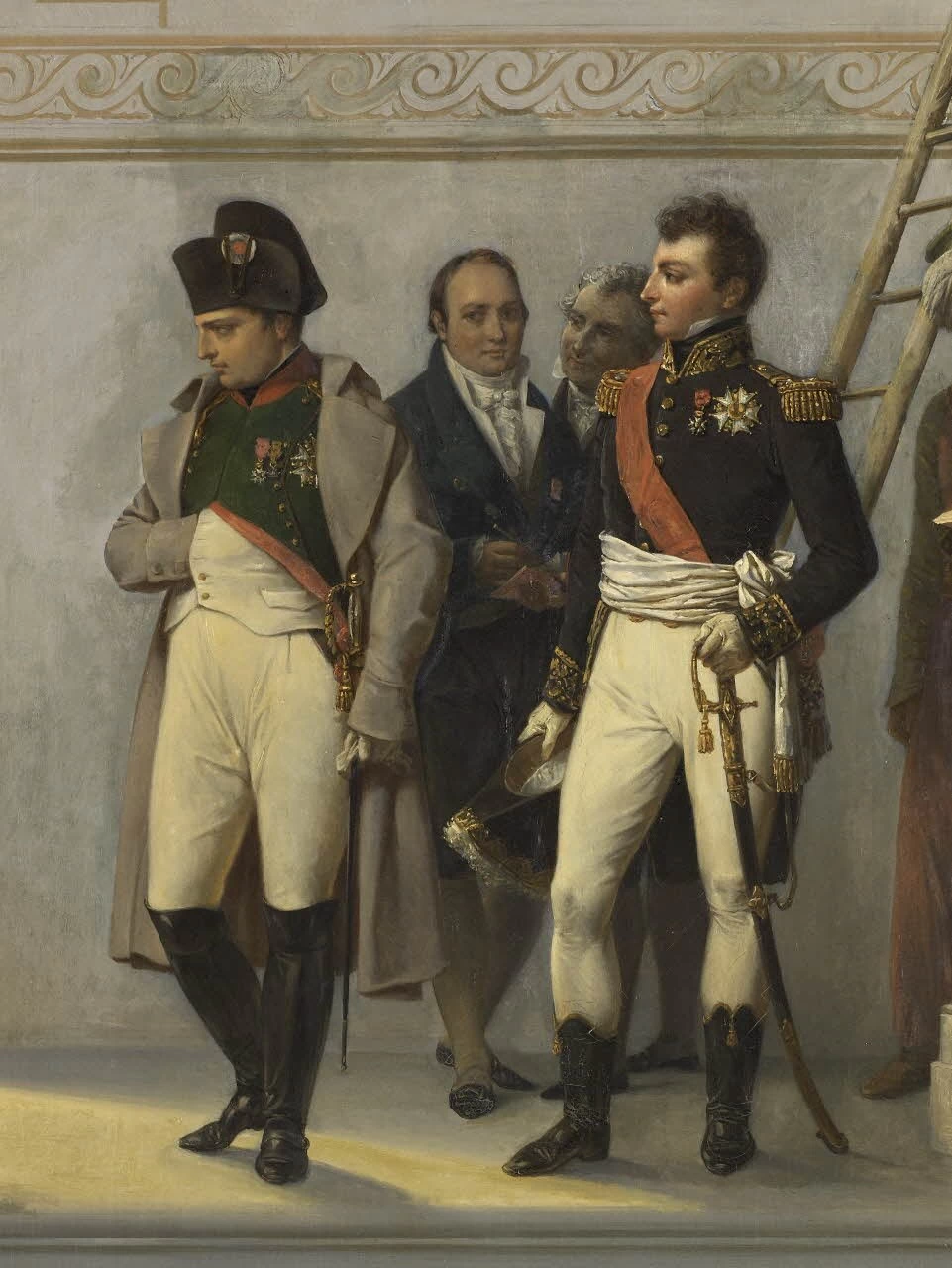 Napoleone I in visita alla scalinata del Museo del Louvre - dettaglio